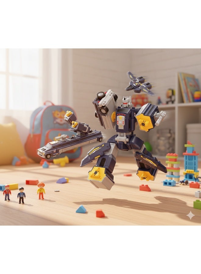 Magni Mates Magnetic DIY Robot Transformer – 9 Piece blue "Armor" Action Figure Playset – Convertible STEM Building Toy with Touring RV and Aircraft Modes for Kids Ages 3+ - Image 2